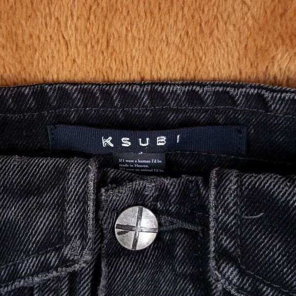 KSUBI Jean Dress Womens Small Black Wash Denim Button Up Sleeveless DEEJAY - Picture 6 of 10
